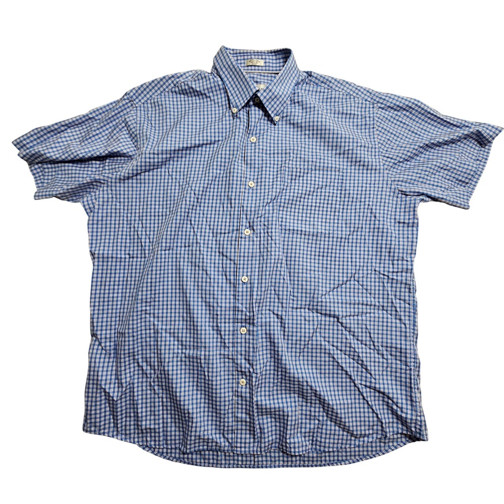 Peter Millar Short Sleeve Shirt Men XL Plaid Crown Soft Cotton Silk MF17W13CBS